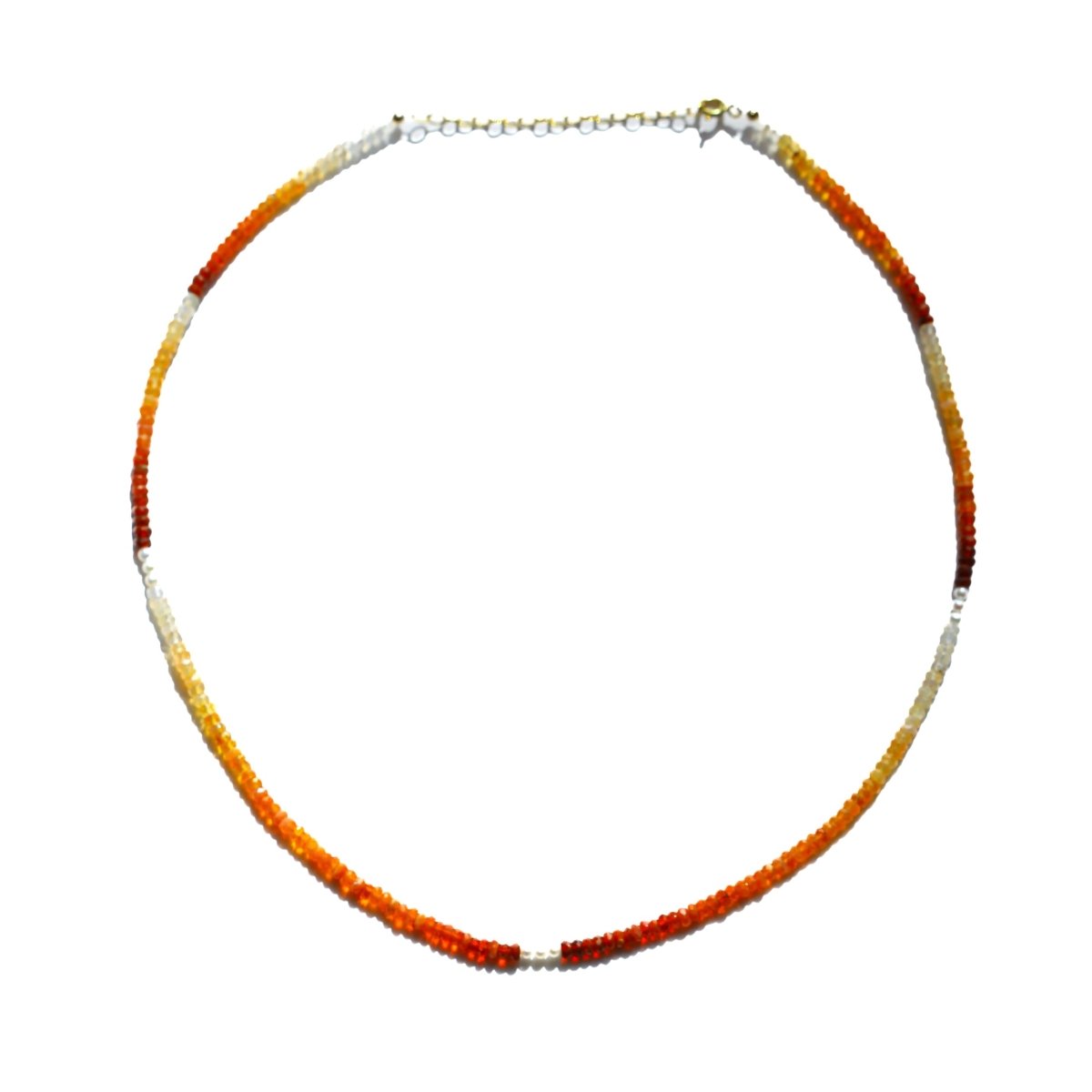 Mexican Fire Opal and Pearl Beaded Necklace - Moon Cycle - Willow & Luna