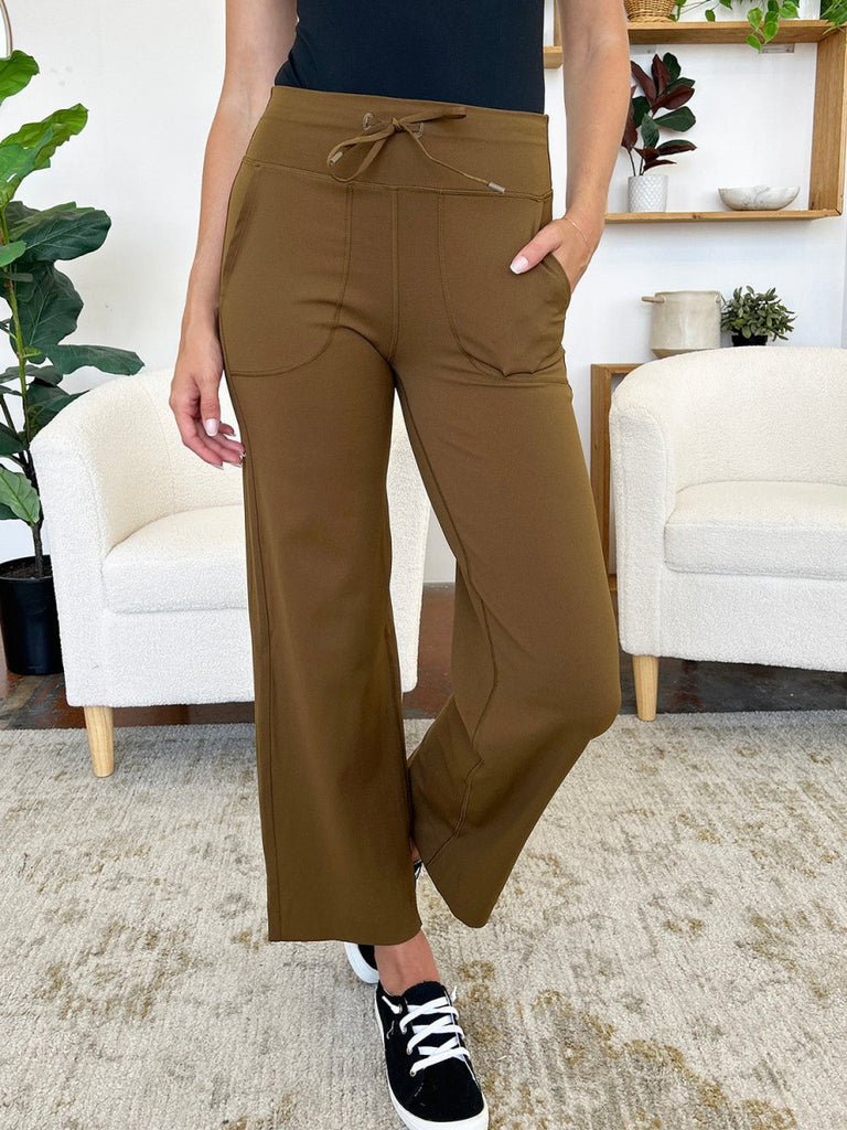 Millennia Drawstring Waist Wide Leg Sports Pants with Pockets - Willow & Luna