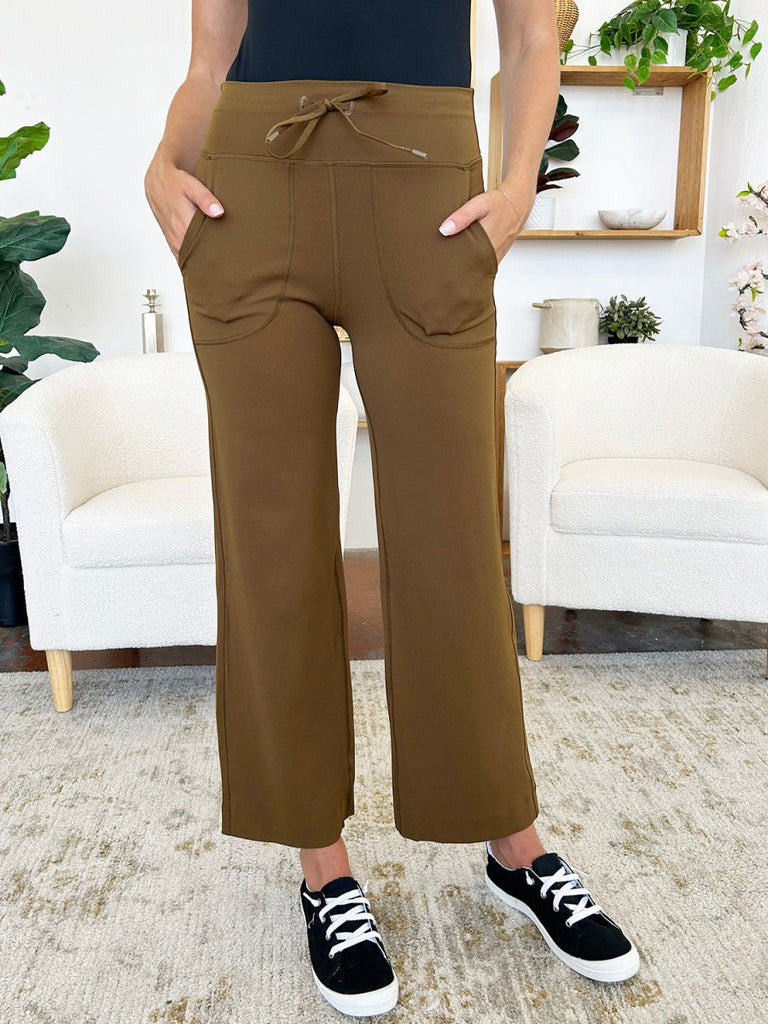 Millennia Drawstring Waist Wide Leg Sports Pants with Pockets - Willow & Luna