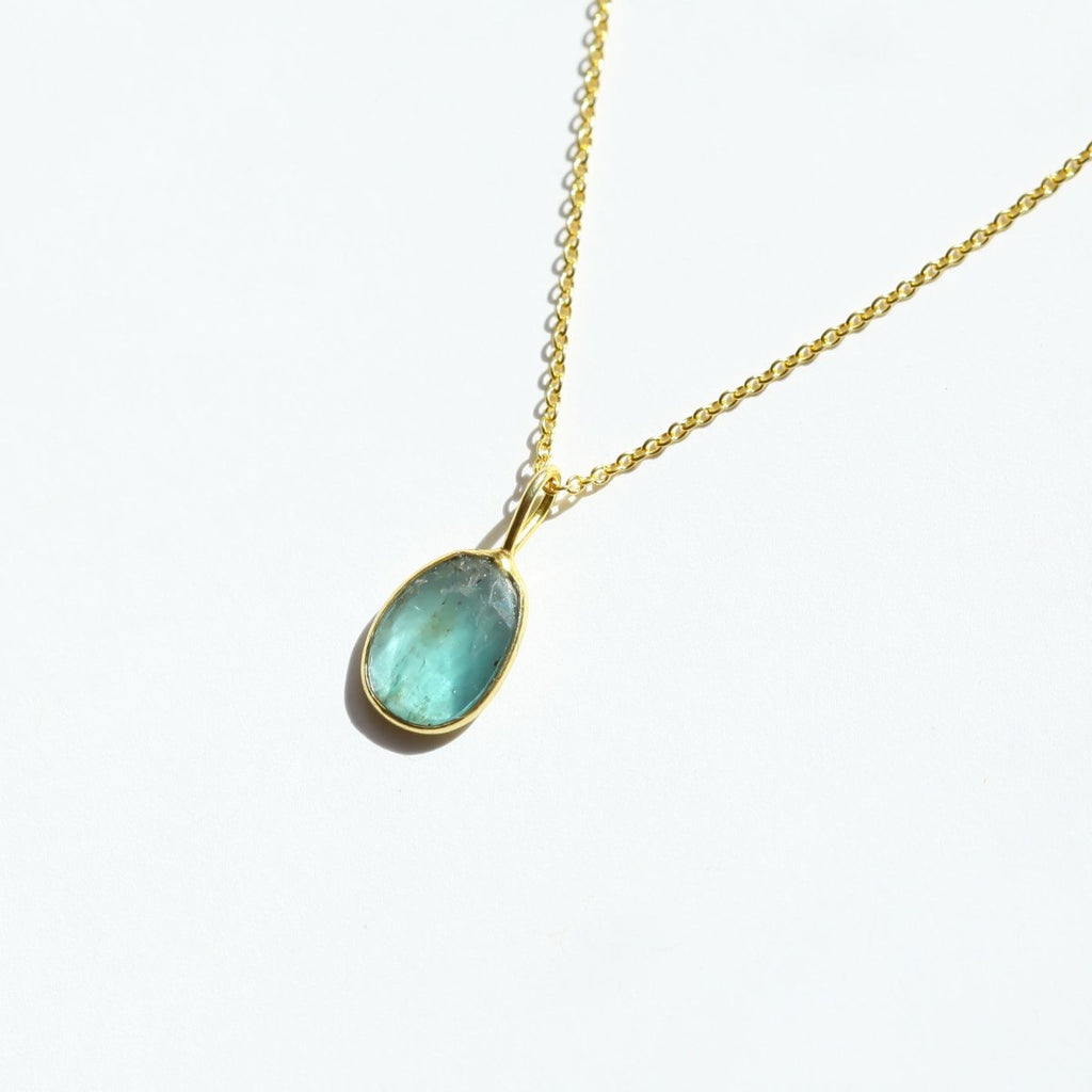 Mint Green Kyanite Rose Cut Necklace - Willow & Luna