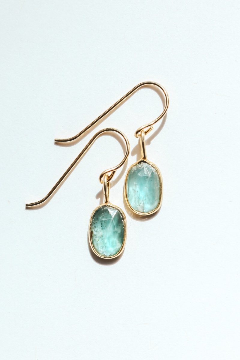 Mint Kyanite Rose Cut Earrings - Willow & Luna