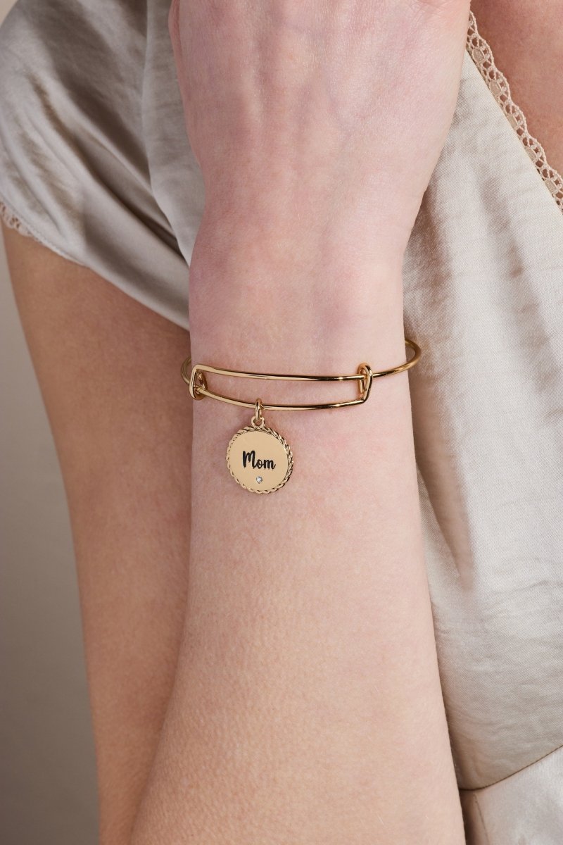 Mom 'Bonded By Love, Connected For Life' Charm Bangle - Willow & Luna