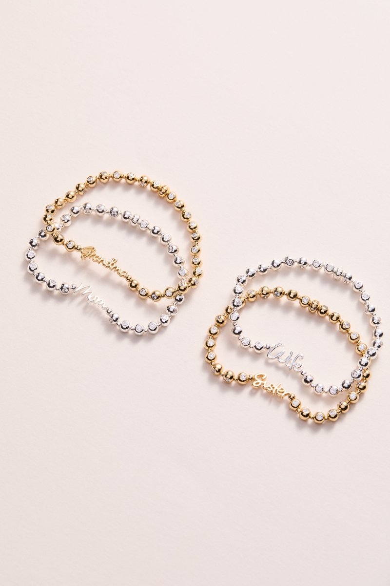 Mom Elongated Crystal Stretch Bracelet - Willow & Luna