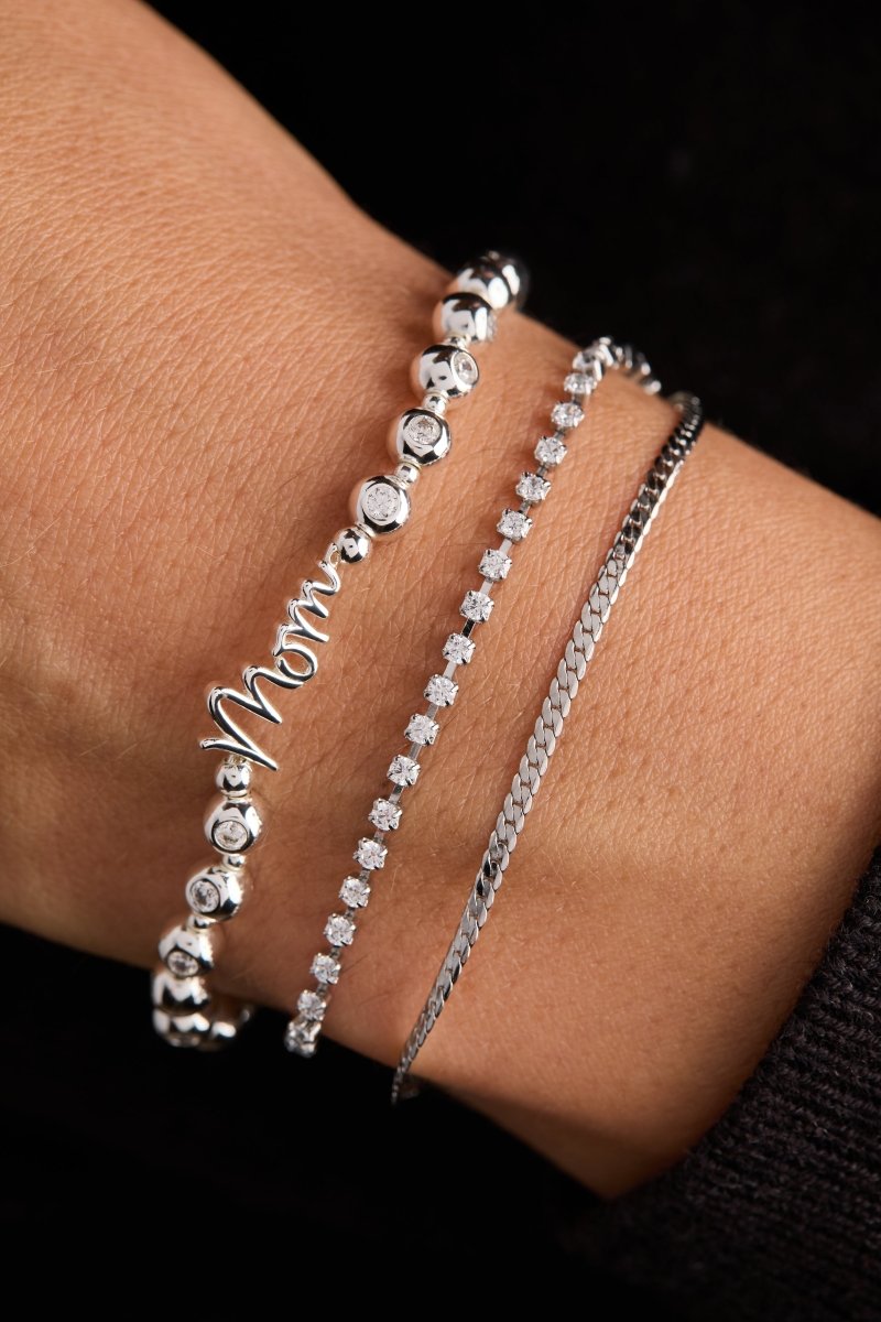 Mom Elongated Crystal Stretch Bracelet - Willow & Luna