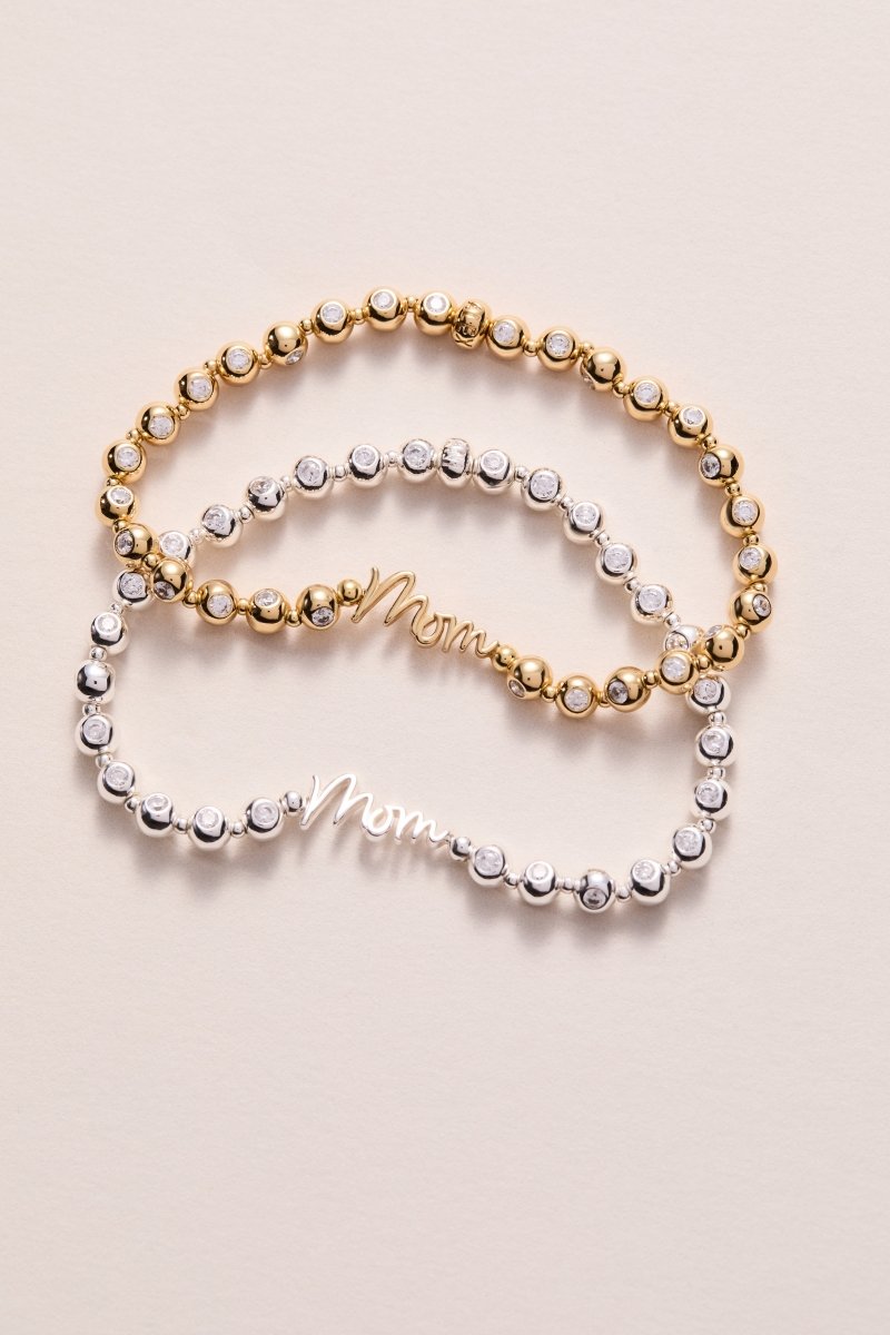 Mom Elongated Crystal Stretch Bracelet - Willow & Luna