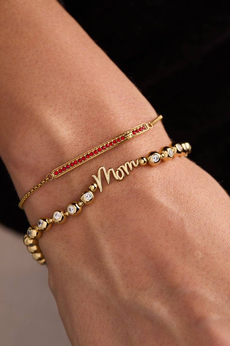 Mom Elongated Crystal Stretch Bracelet - Willow & Luna