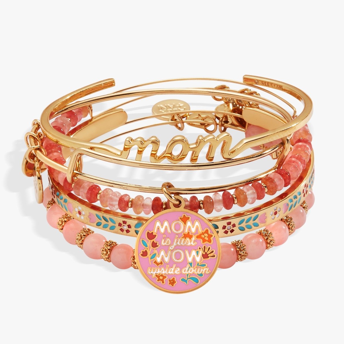 'Mom Is Just Wow Upside Down' Bangle Set of 5 - Willow & Luna