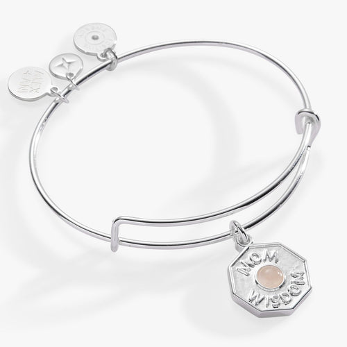 'Mom Wisdom' Rose Quartz Crystal Charm Bangle - Willow & Luna