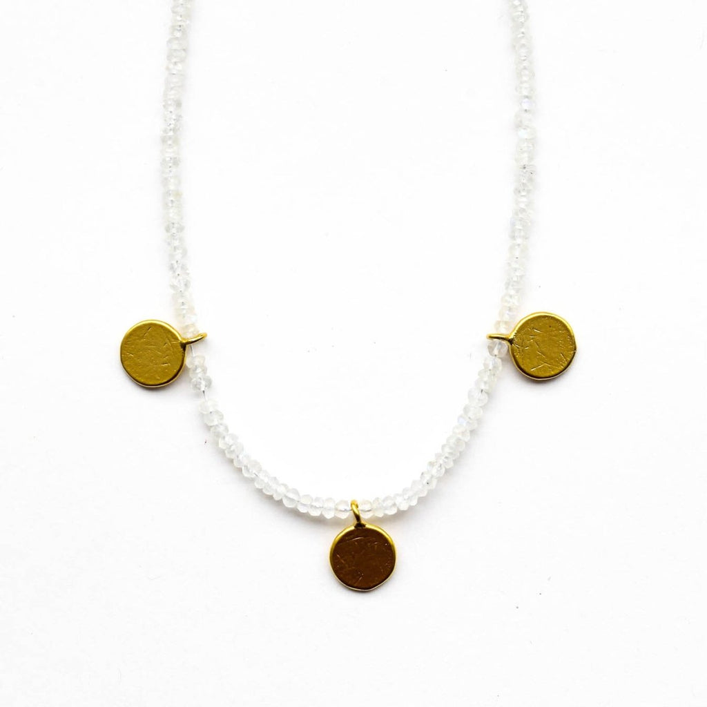 Moonstone and Gold Beaded Necklace(3) - Willow & Luna