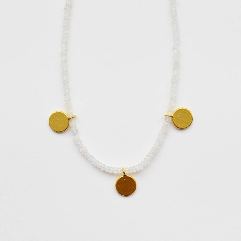 Moonstone and Gold Beaded Necklace(3) - Willow & Luna
