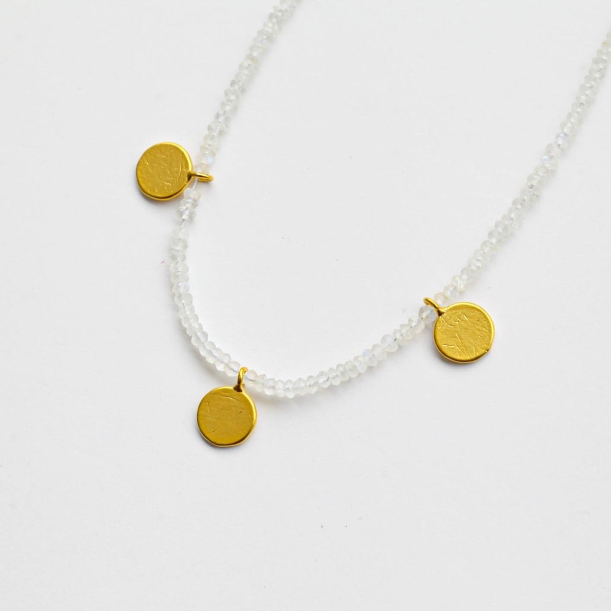 Moonstone and Gold Beaded Necklace(3) - Willow & Luna