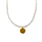 Moonstone and Gold Pendant Beaded Necklace - Willow & Luna