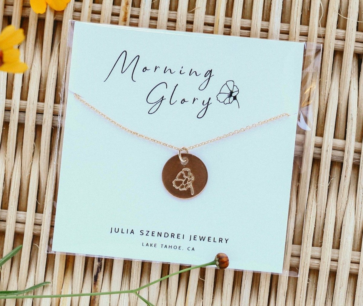 Morning Glory Birth Flower Necklace for September - Willow & Luna