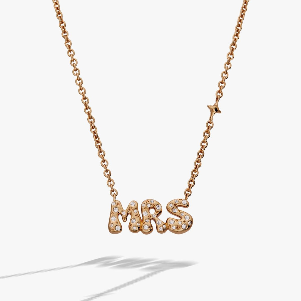 'Mrs' Bubble Crystal Pendant Necklace - Willow & Luna