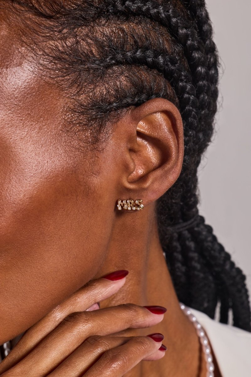 'Mrs' Bubble Crystal Stud Earrings - Willow & Luna