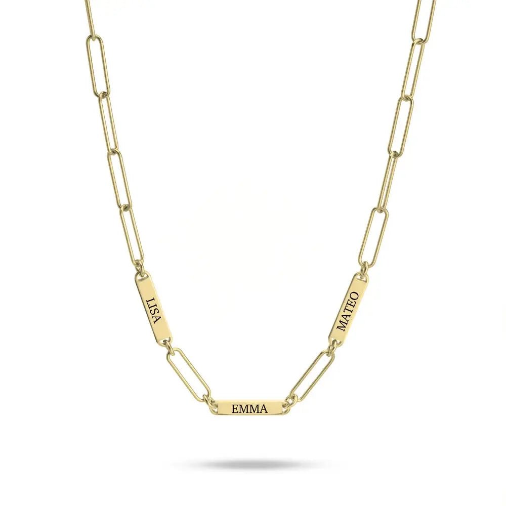 Multiple Engraved Bar Necklace - Paperclip chain - Willow & Luna