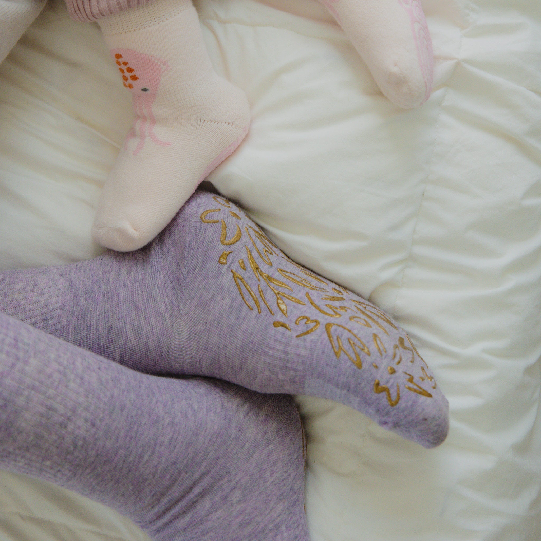 Adult Organic Cotton Non-Slip Socks — Lavender Grip Socks, 2 Pairs | Serene Socks
