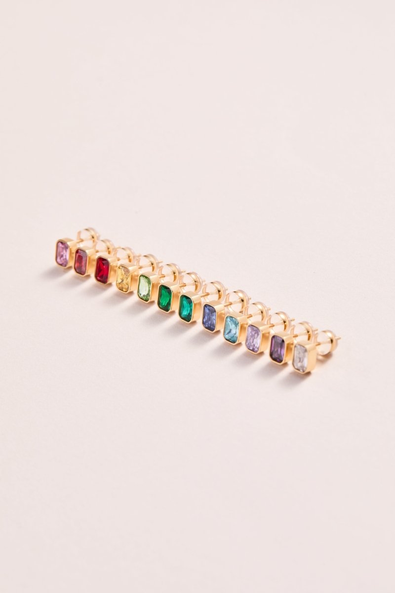 November Emerald - Cut Birthstone Stud Earrings - Willow & Luna