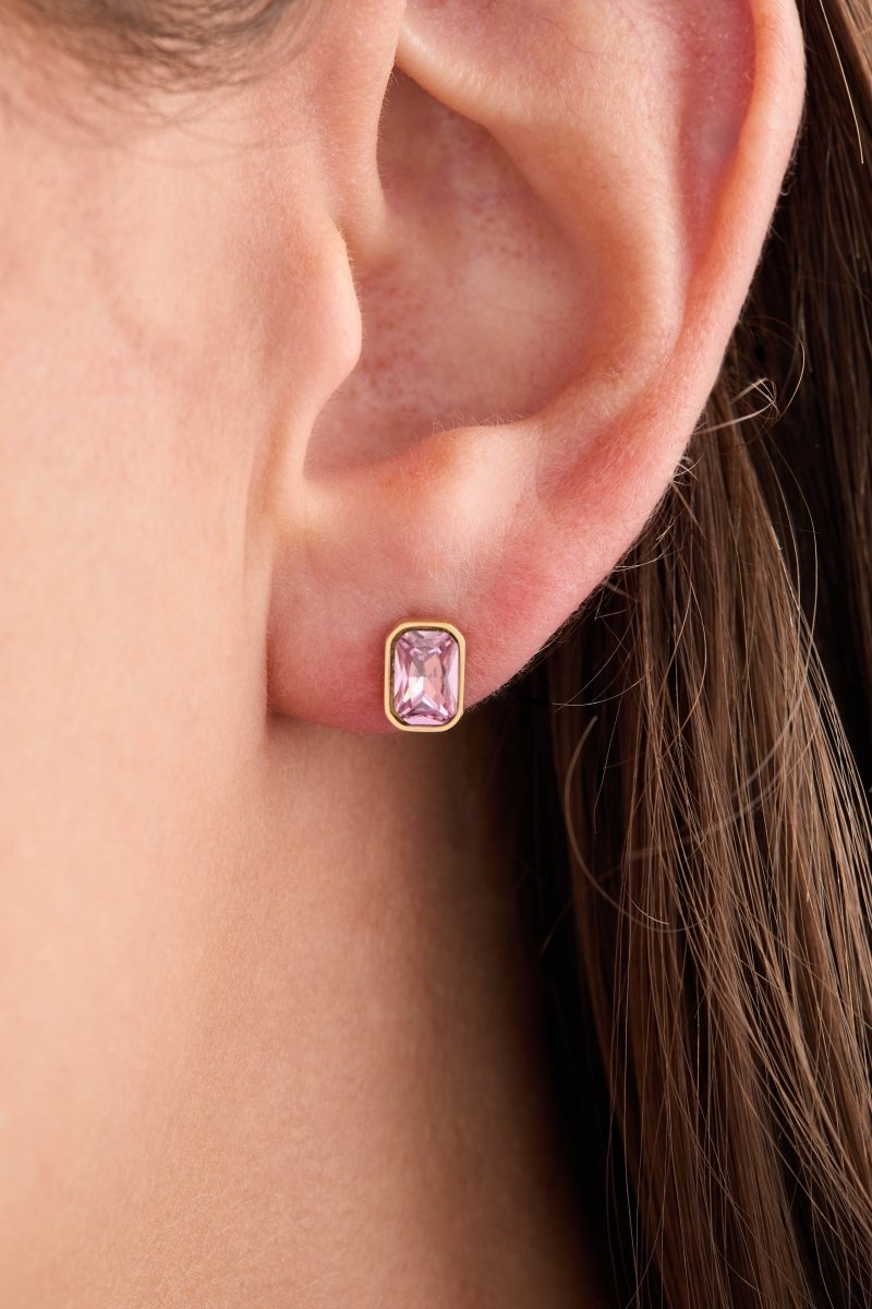 October Emerald - Cut Birthstone Stud Earrings - Willow & Luna