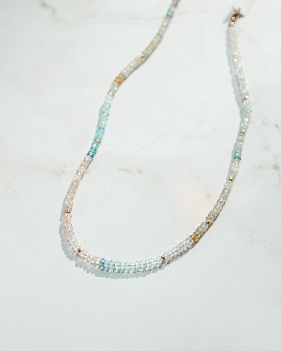 Ombre Aquamarine Gemstone Necklace - Moon Cycle - Willow & Luna