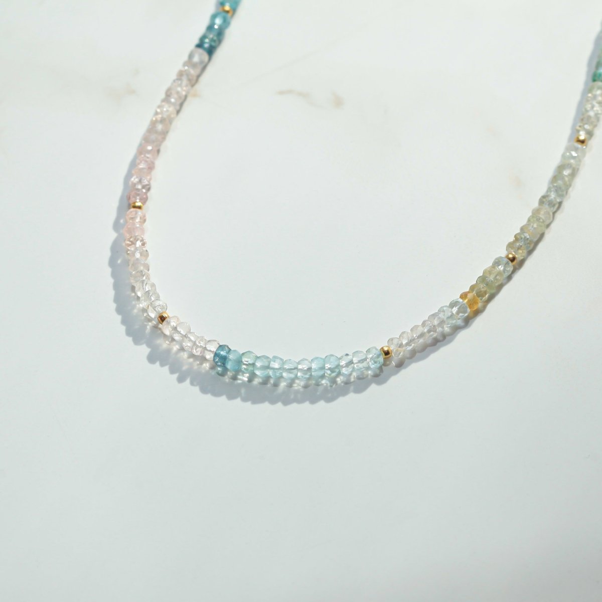 Ombre Aquamarine Gemstone Necklace - Moon Cycle - Willow & Luna