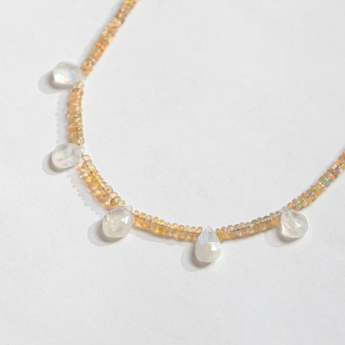Opal and Moonstone Beaded Gemstone Necklace - Felicity - Willow & Luna