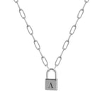 Paperclip Chain Initial Lock Necklace - Willow & Luna