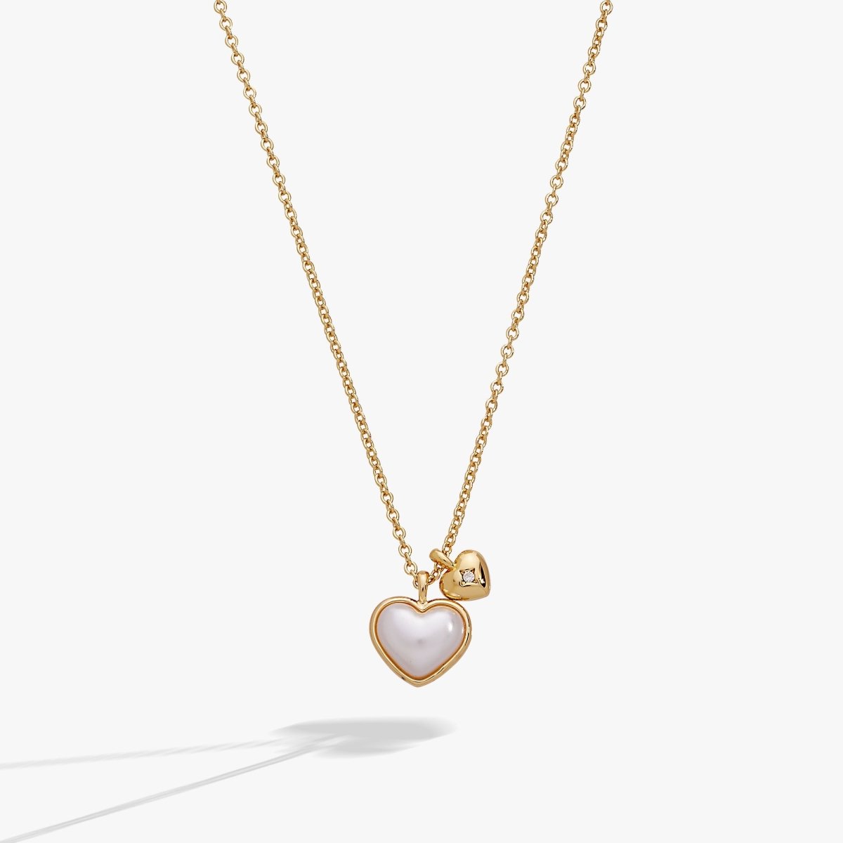 Pearl Heart Duo Charm Necklace - Willow & Luna