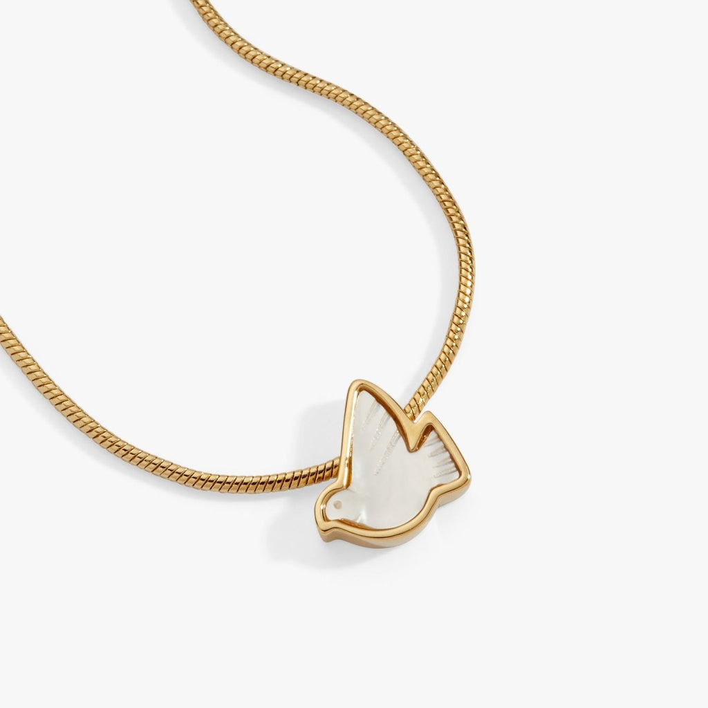 Pearlized Dove 'Peace' Slider Necklace - Willow & Luna