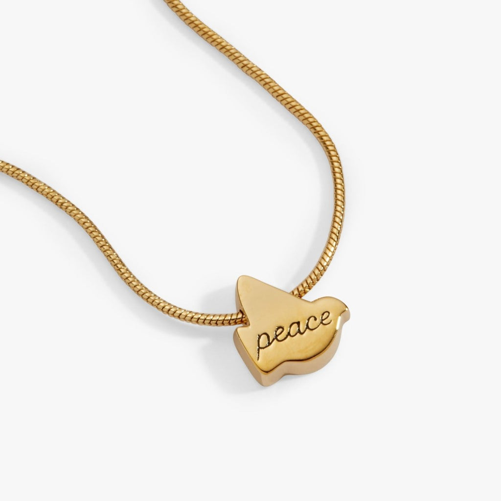 Pearlized Dove 'Peace' Slider Necklace - Willow & Luna