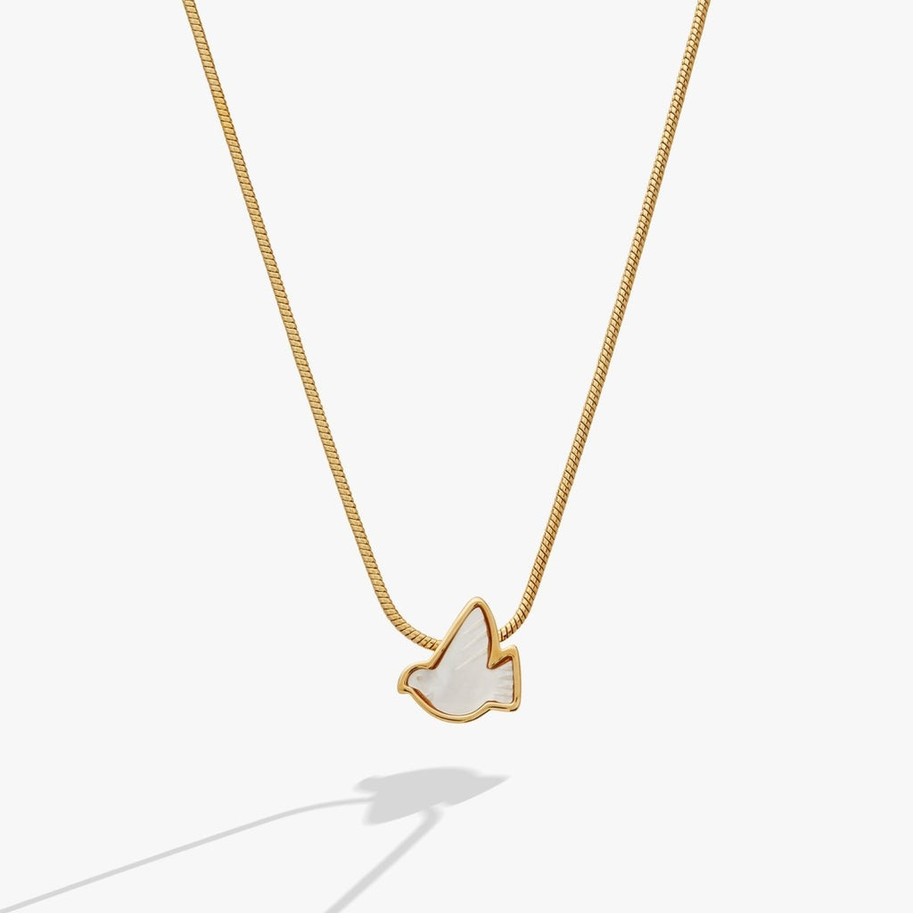 Pearlized Dove 'Peace' Slider Necklace - Willow & Luna
