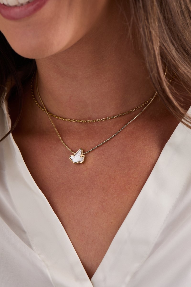 Pearlized Dove 'Peace' Slider Necklace - Willow & Luna