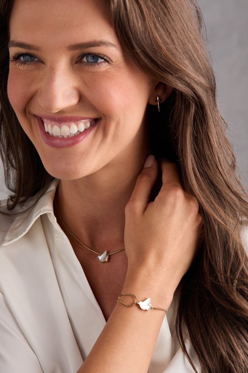 Pearlized Dove 'Peace' Slider Necklace - Willow & Luna
