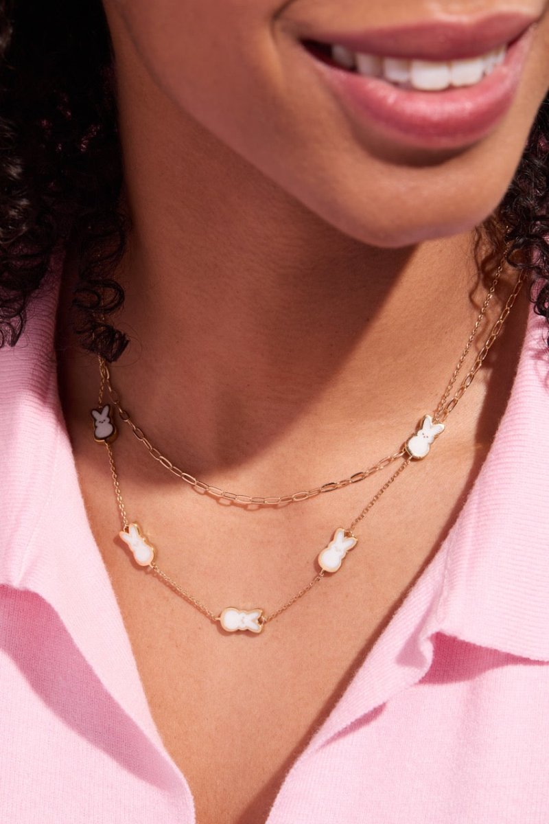 PEEPS® Pearlized Bunny Charm Necklace - Willow & Luna