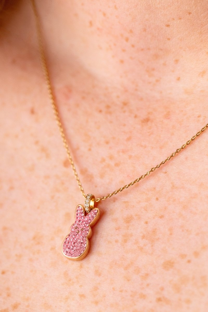 PEEPS® Pink Crystal Bunny Pendant Necklace - Willow & Luna