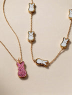 PEEPS® Pink Crystal Bunny Pendant Necklace - Willow & Luna
