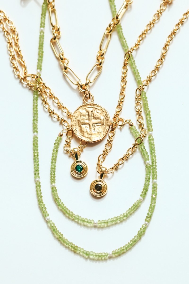 Peridot and Pearl Beaded Necklace - Willow & Luna