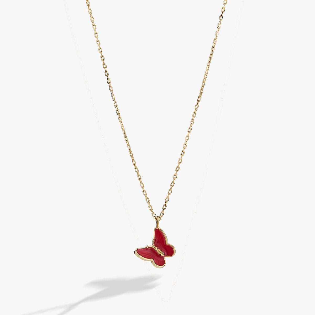Pink Enamel Butterfly Necklace - Willow & Luna