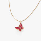 Pink Enamel Butterfly Necklace - Willow & Luna