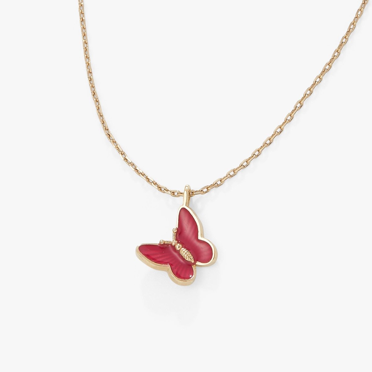 Pink Enamel Butterfly Necklace - Willow & Luna