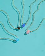 Pink Fire Opal Little Gemstone Necklace - Willow & Luna