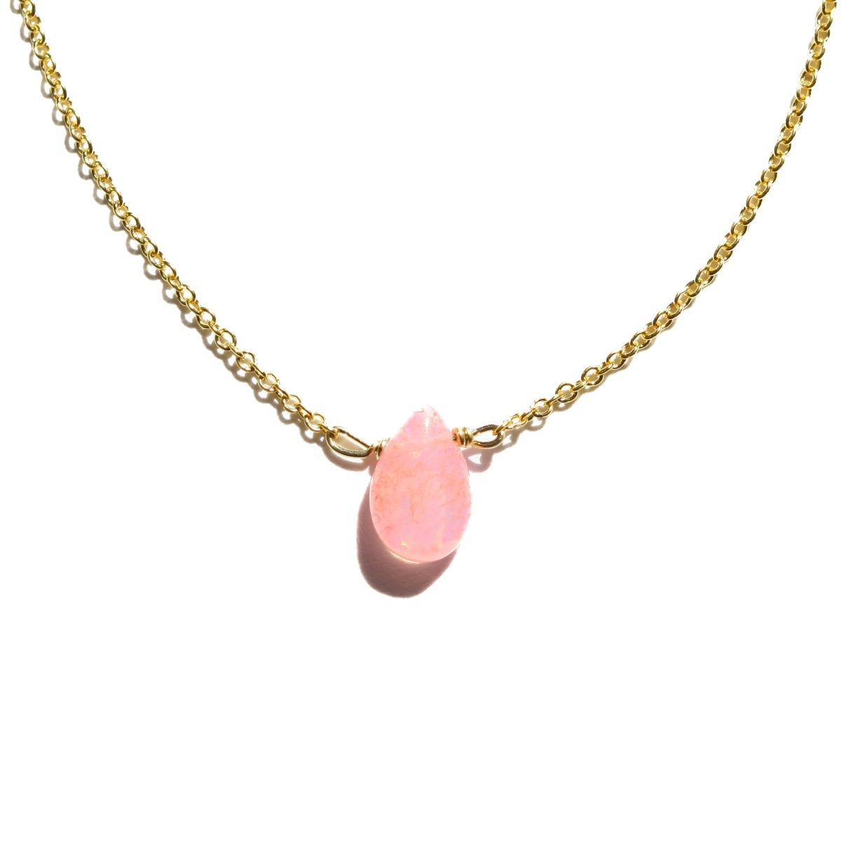 Pink Fire Opal Little Gemstone Necklace - Willow & Luna