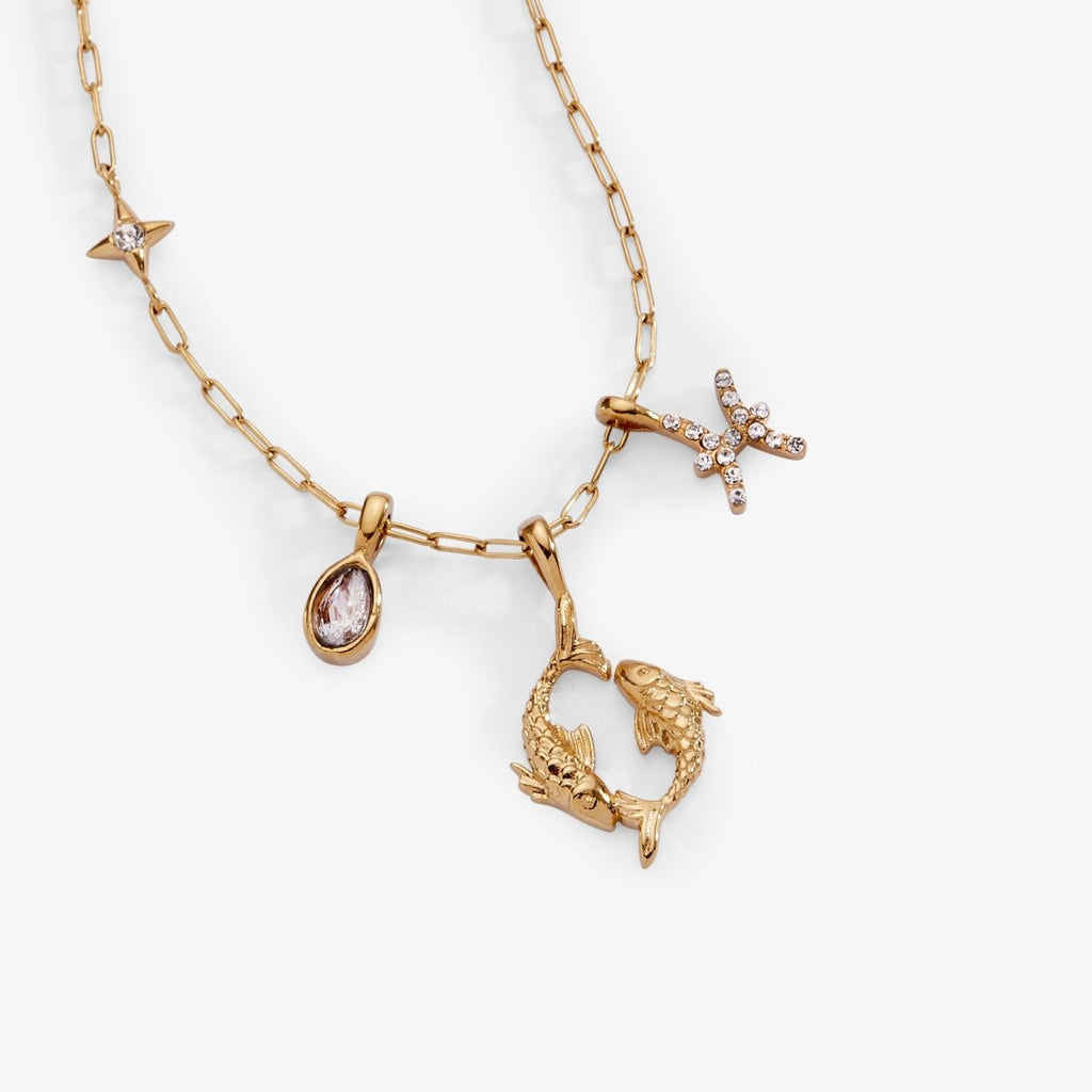 Pisces Zodiac Charm Cluster Necklace - Willow & Luna