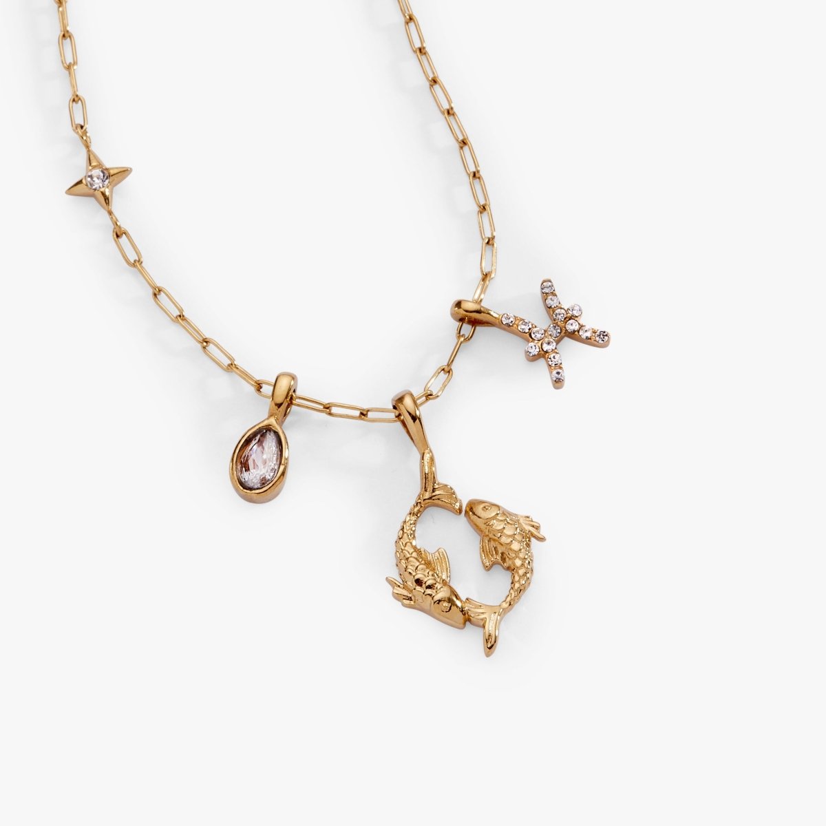 Pisces Zodiac Charm Cluster Necklace - Willow & Luna