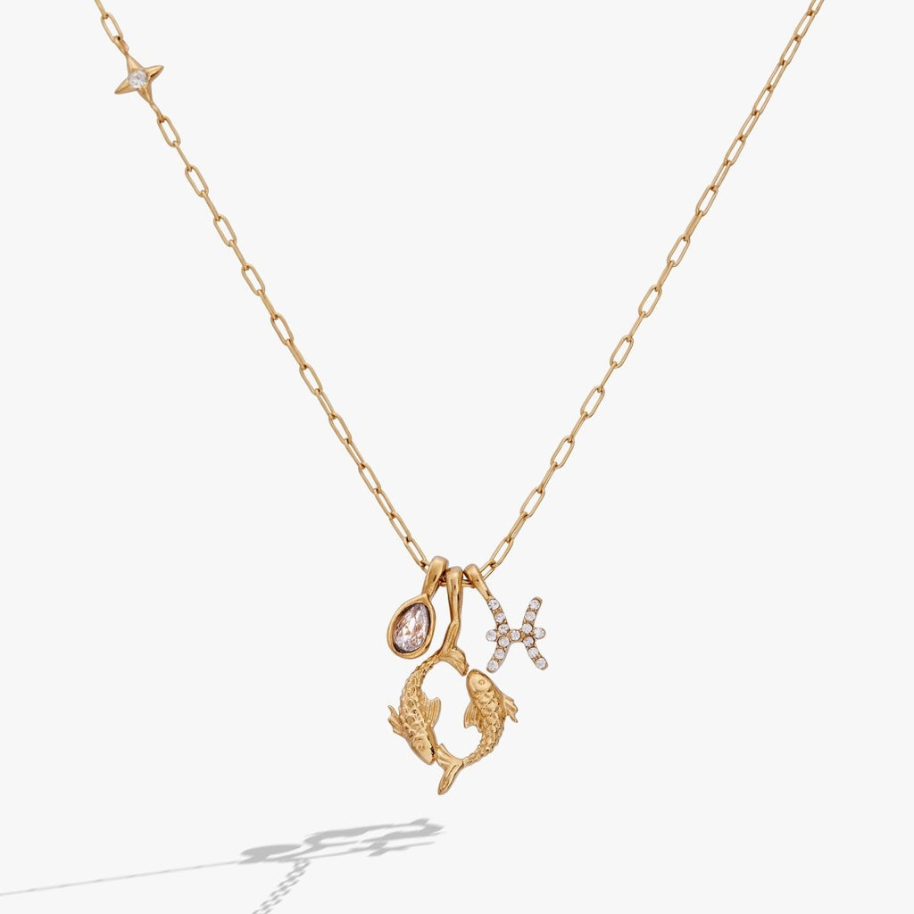Pisces Zodiac Charm Cluster Necklace - Willow & Luna