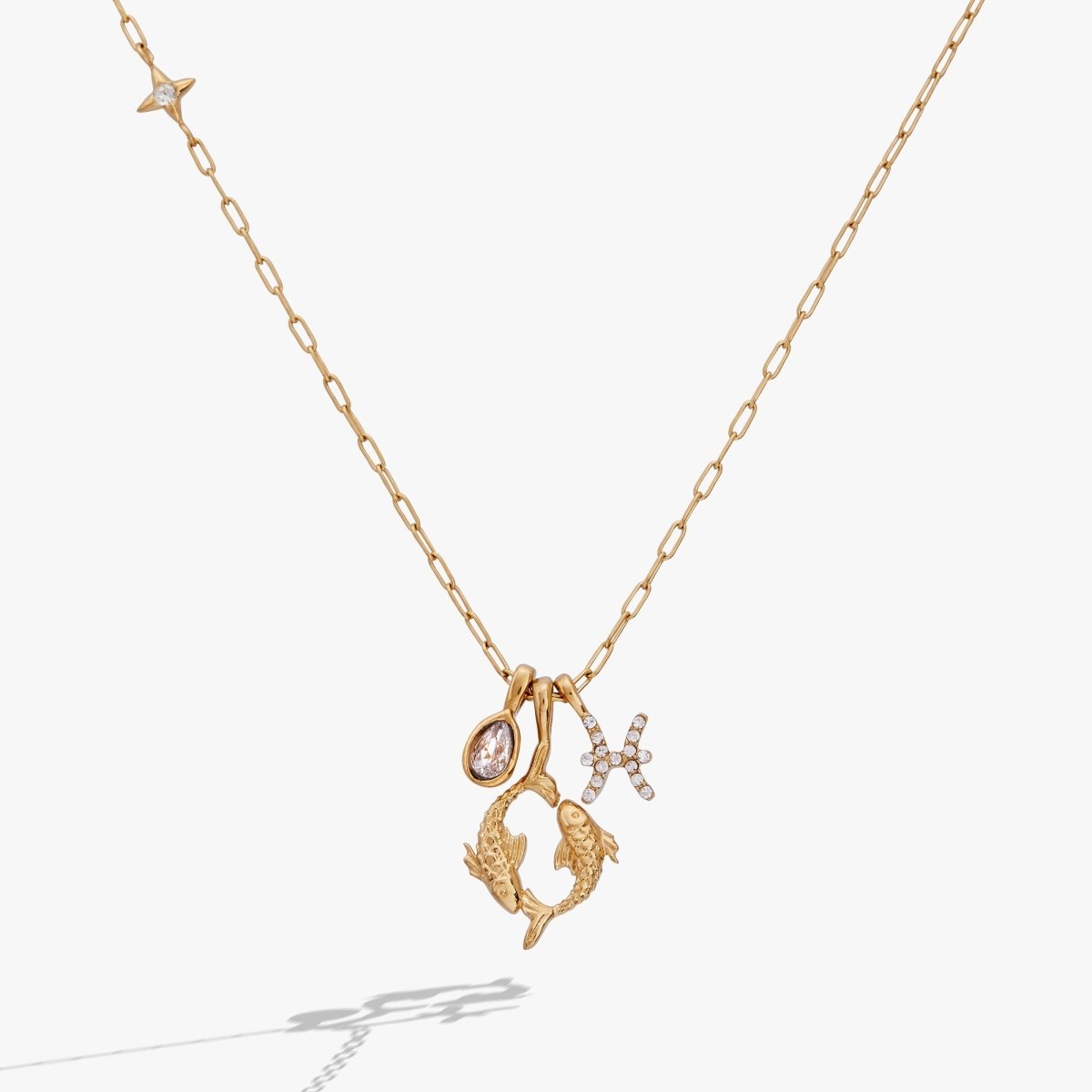 Pisces Zodiac Charm Cluster Necklace - Willow & Luna
