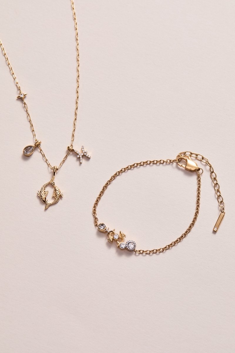 Pisces Zodiac Charm Cluster Necklace - Willow & Luna