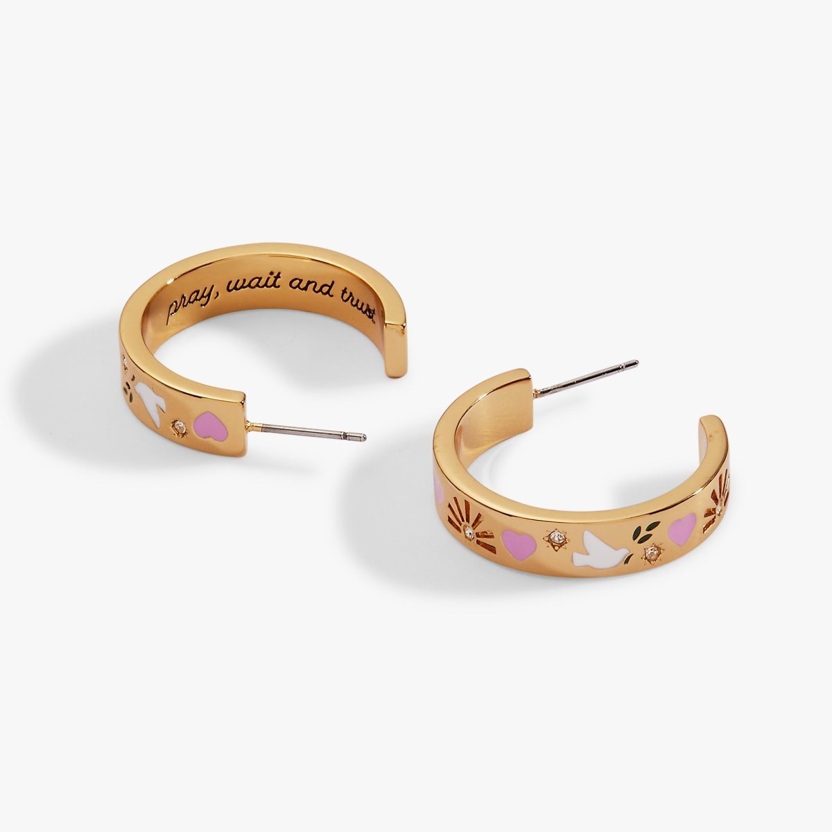'Pray, Wait and Trust' Hoop Earrings - Willow & Luna
