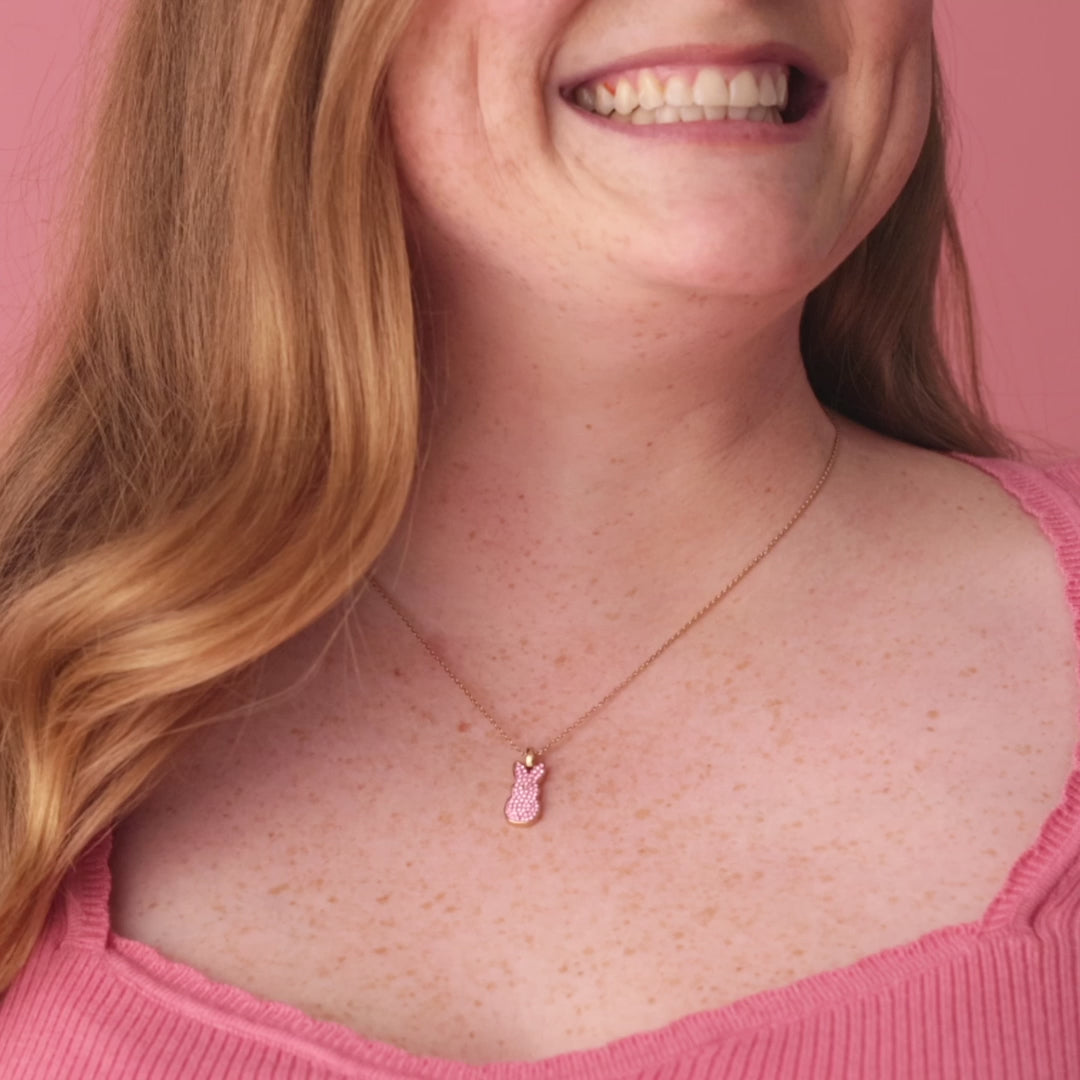 PEEPS® Pink Crystal Bunny Pendant Necklace