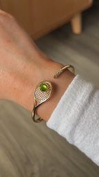 Tennis Racket 'You Are Serving' Hinge Cuff Bracelet
